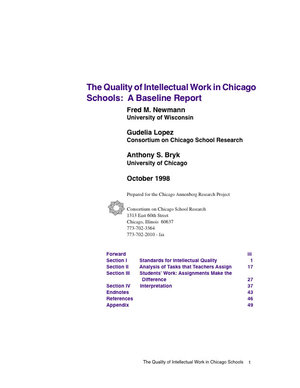 The Quality of Intellectual Work in Chicago Schools: A Baseline Report