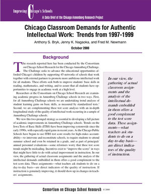 Chicago Classroom Demands for Authentic Intellectual Work: Trends from 1997-1999