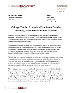  Chicago Teacher Evaluation Pilot Shows Promise for Fairly, Accurately Evaluating Teachers