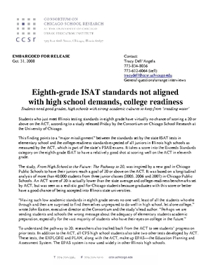 Eighth-grade ISAT standards not aligned with high school demands, college readiness