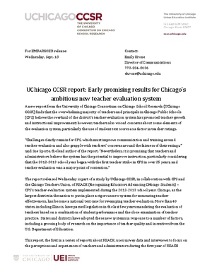 UChicago CCSR report: Early promising results for Chicago's ambitious new teacher evaluation system