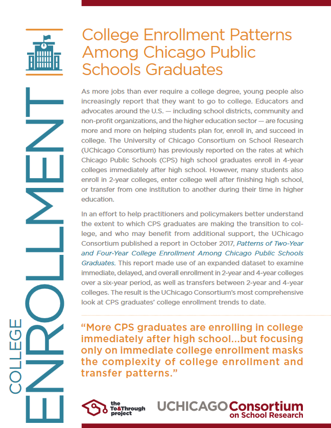 Snapshot: College Enrollment Patterns Among Chicago Public Schools Graduates
