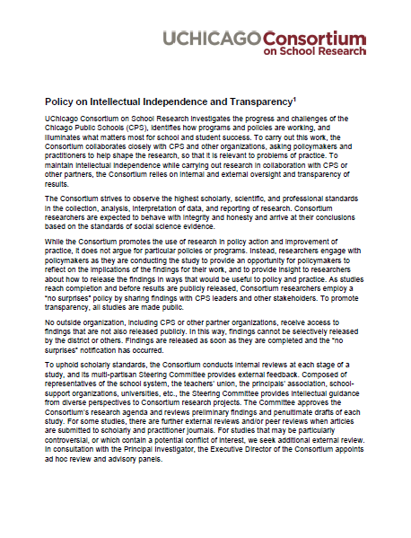 Policy on Intellectual Independence and Transparency