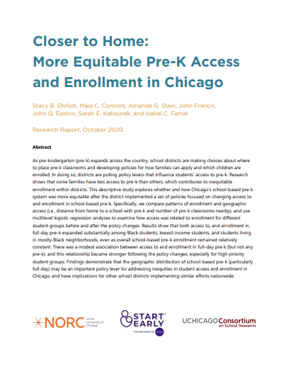 Closer to Home: More Equitable Pre-K Access and Enrollment in Chicago (Full)