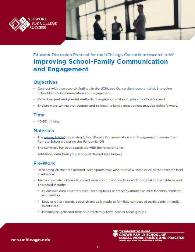 Improving School-Family Communication and Engagement: Discussion Guide