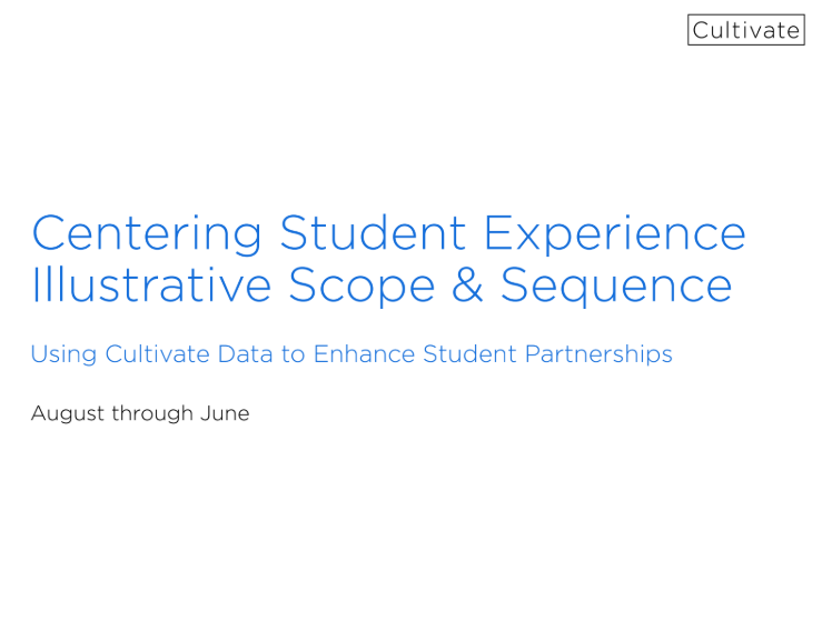 Centering Student Experience Illustrative Scope & Sequence